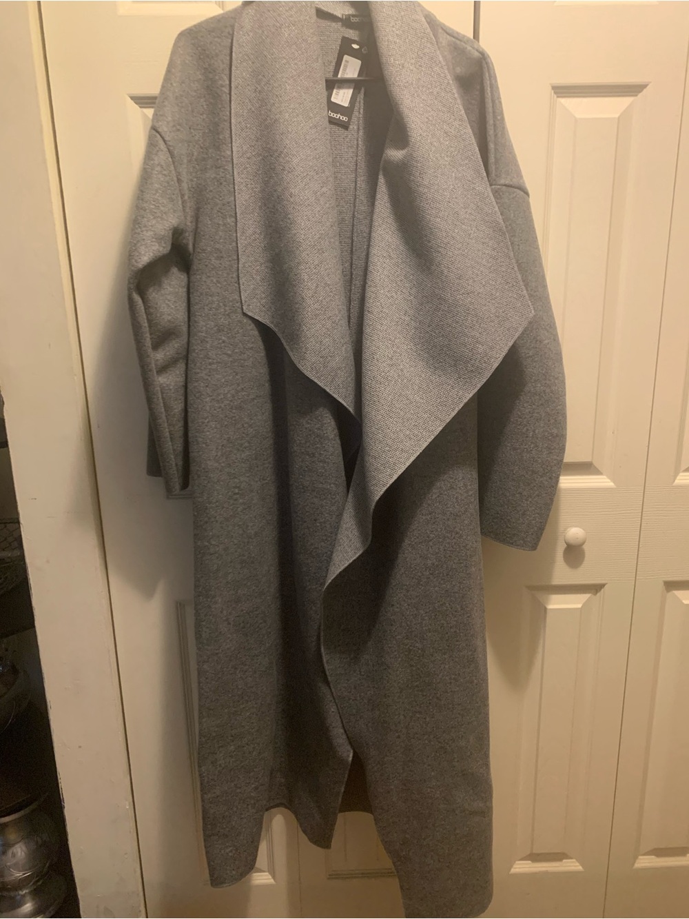 Boohoo Gray Draped Long Sleeve Coat oversized Brand new with tags